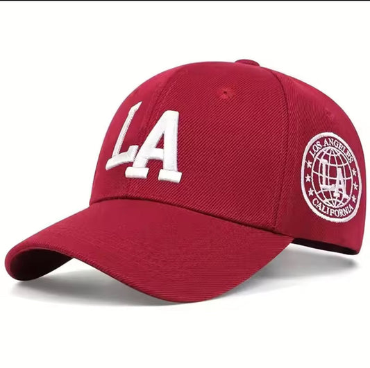 LA Letter Embroidery Snapback Baseball Caps Spring and Autumn Outdoor Adjustable Casual Hats Sunscreen Hat - Caapsol